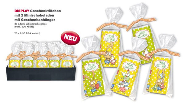 Bild von DISPLAY Geschenktütchen mit 2 Minischokoladen und Geschenkanhänger "Frohe Ostern"