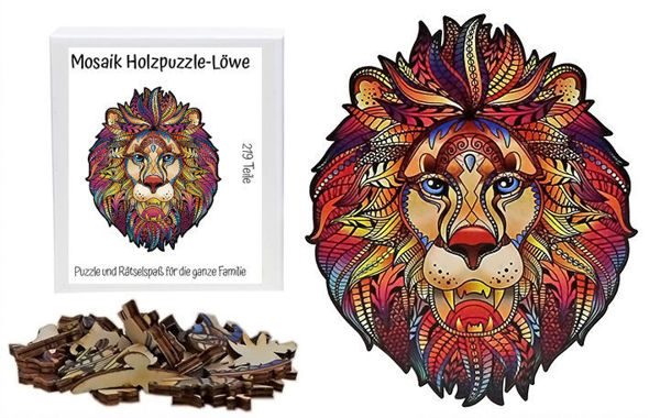 Bild von Mosaik Holzpuzzle Löwe