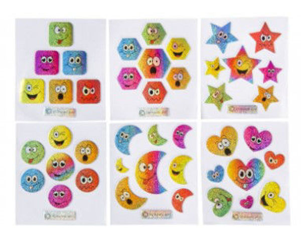 Bild von Stickerbogen Glitter-Rainbow FACES