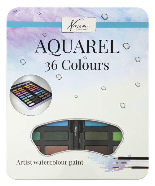 Bild von Aquarel pans 36 pcs in tin Box