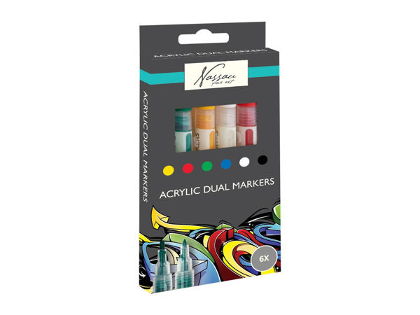 Bild von 6er Pack Acrylmarker-Set mit Doppelspitze - ACRYLIC MARKER SET, DUAL TIP