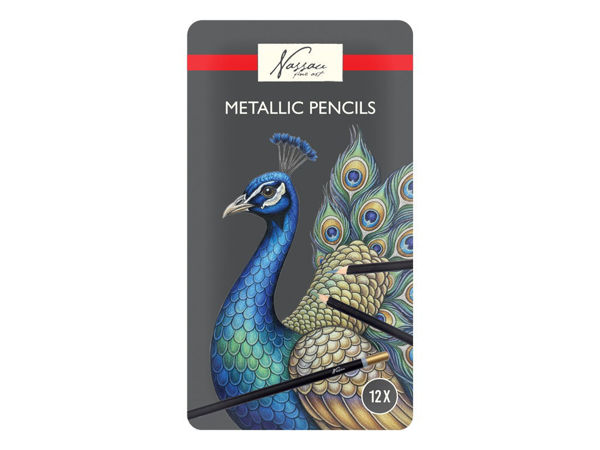 Bild von 12er Set Metallic Buntstifte in Box - COLOURING PENCILS, METALLIC