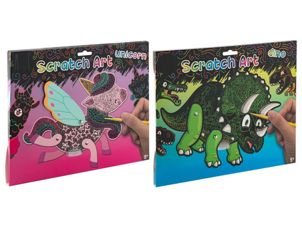 Bild von Scratch Art Set Unicorn & Dino - Kratzbilder Dino & Einhorn