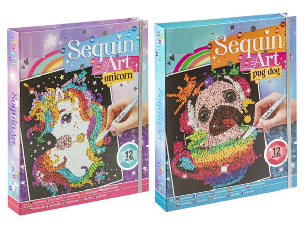 Bild von SEQUIN ART - DIY Pailletten Bild Einhorn und Mops/Hund