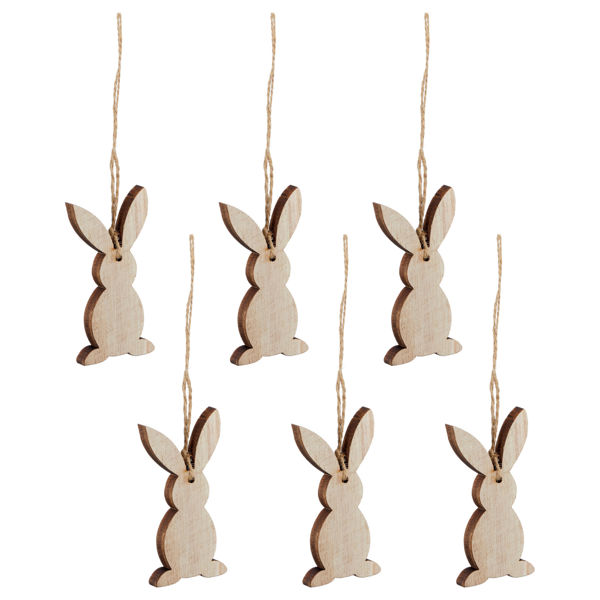 Bild von 6er Pack Hänger Hase - natur, 9cm