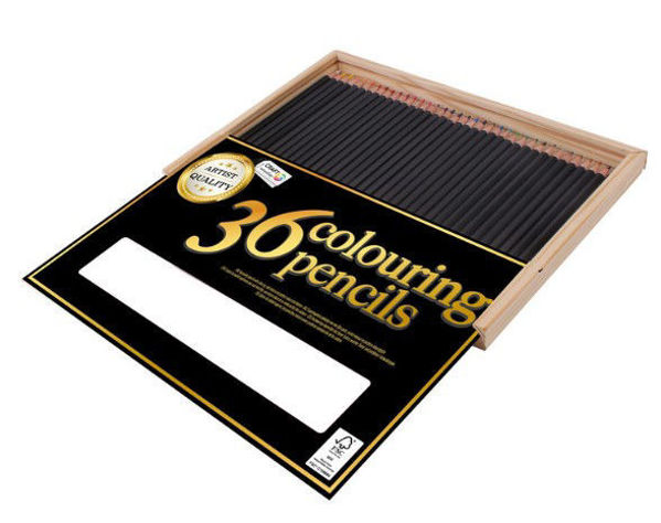 Bild von Buntstifte in Aufbewahrungsbox aus FSC Holz, 36tlg